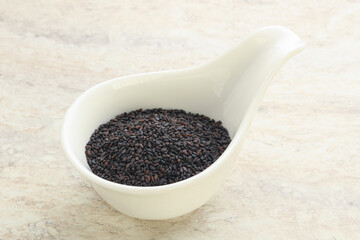 Black sesame seeds in the bowl