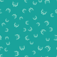 Green Test tube and flask chemical laboratory test icon isolated seamless pattern on green background. Laboratory glassware sign. Vector