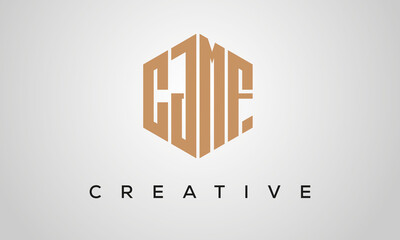 letters CJMF creative polygon hexagon logo victor template