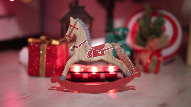 Small Wooden Rocking Horse Toy - close up shot
