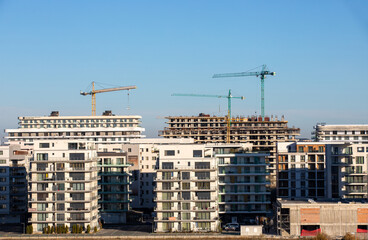 Fototapeta na wymiar Apartment blocks under construction in Mamaia resort - Romania