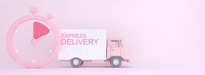 3D Online express delivery service concept, fast response delivery by courier Pickup, Delivery, Online Shipping Services. 3d Rendering. 