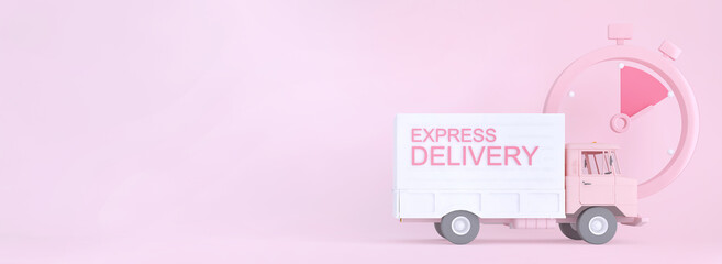 3D Online express delivery service concept, fast response delivery by courier Pickup, Delivery, Online Shipping Services. 3d Rendering. 