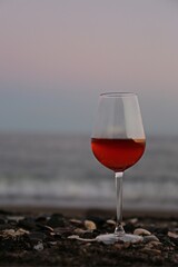 Red wine on the beach