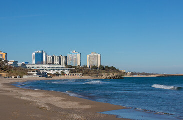 The empty beach of Neptun resort - Romania