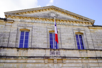French text mairie republique francaise 1880 building mean city hall bouliac town in france
