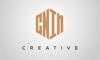 letters CNIM creative polygon hexagon logo victor template