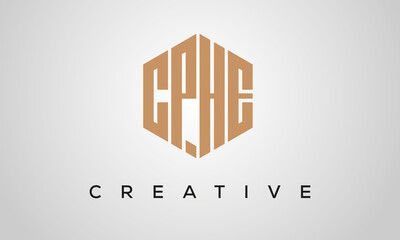 letters CPHE creative polygon hexagon logo victor template