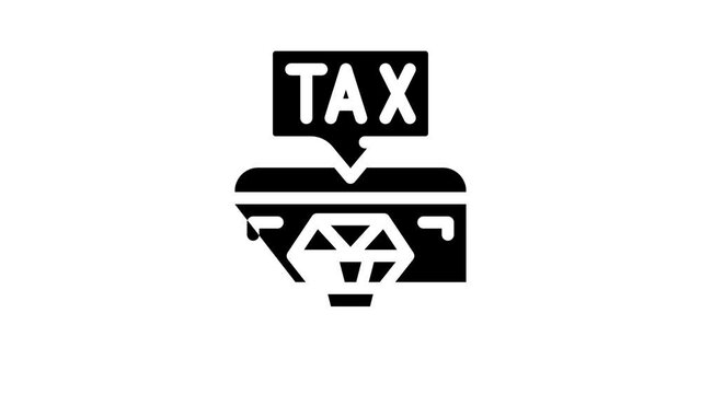 jewelry tax animated glyph icon jewelry tax sign. isolated on white background
