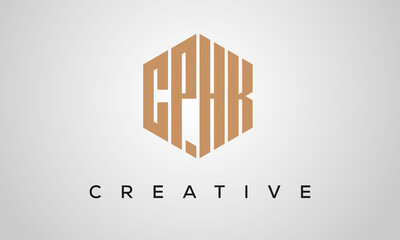 letters CPHK creative polygon hexagon logo victor template