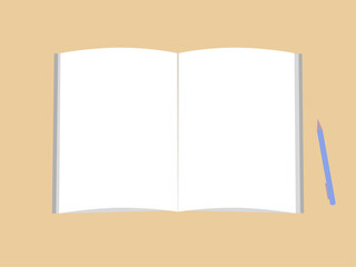 机の上のノートとペンイラスト