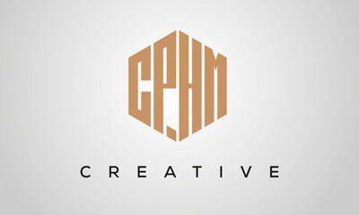 letters CPHM creative polygon hexagon logo victor template
