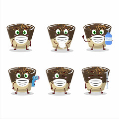 A picture of truffle chocolate milk candy cartoon design style keep staying healthy during a pandemic