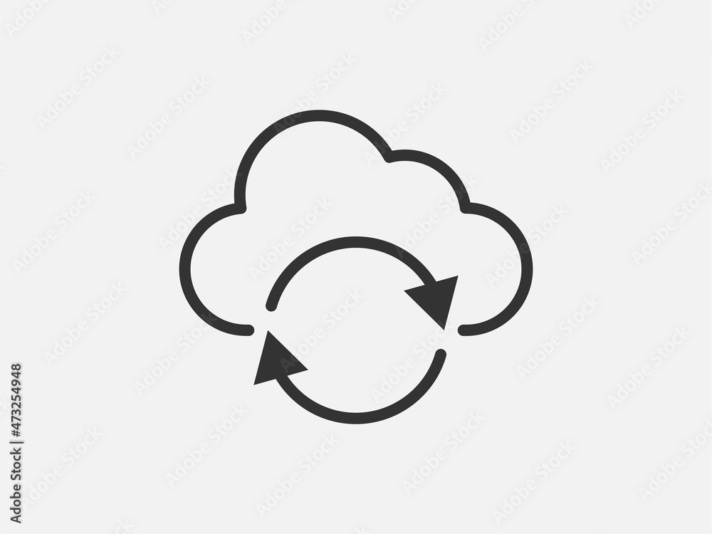 Poster technology icon vector cloud computing connection. big data global server. line design symbol.