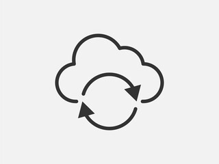 Technology icon vector cloud computing connection. Big data global server. Line design symbol.