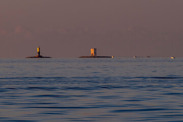 The meloria shoals, Livorno, Italy, at sunset
