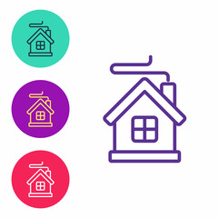 Set line Merry Christmas house icon isolated on white background. Home symbol. Set icons colorful. Vector