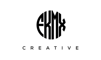 Letters FKMX creative circle logo design vector, 4 letters logo