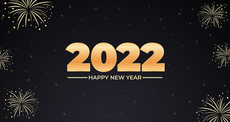 Obraz na płótnie Canvas Happy new year 2022 background with black theme and fireworks