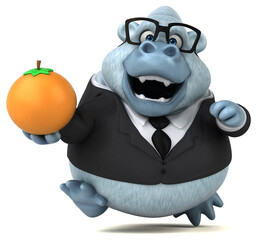 Fun white monkey - 3D Illustration