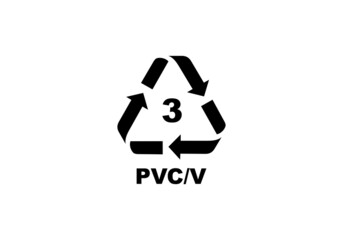Obraz premium Plastic recycling code symbol. PVCV recycling symbol for plastic, simple flat icon vector