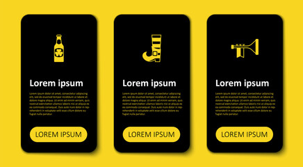 Set Trumpet, Leprechaun boot and Beer bottle with clover. Business infographic template. Vector © Iryna