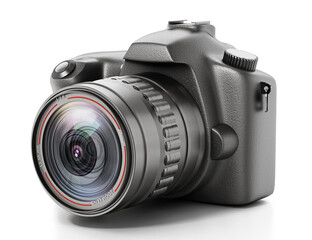 Fototapeta premium Generic SLR camera on dark background. 3D illustration