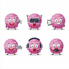 Truffle strawberry candy cartoon character are playing games with various cute emoticons