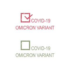 Coronavirus omicron variant stamp set, vector illustration.