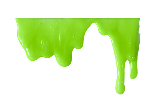 flowing green slime isolated on white