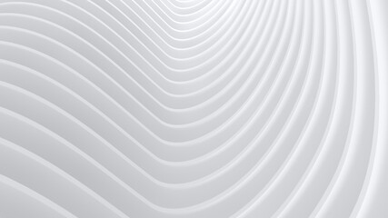 Naklejka premium Architectural composition, facade detail, wall, against light empty sky - 3D render. Parametric architecture of the future for presentations, graphic design.Abstract geometric unobtrusive background.