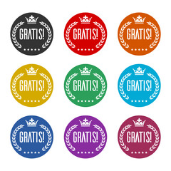 Fototapeta premium Gratis sign icon isolated on white background, color set