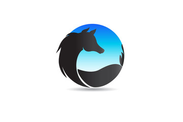 Logo horse silhouette in a circle shape vector image design