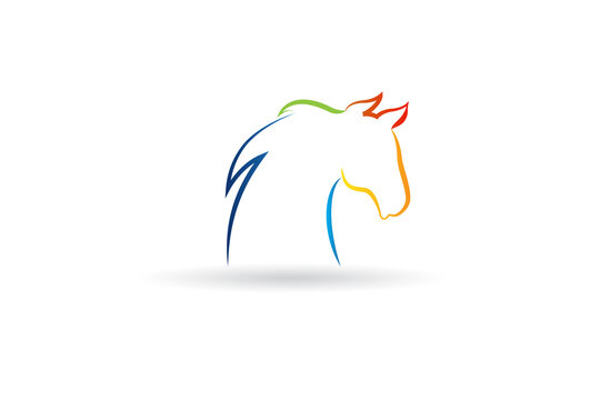 Horse logo colorful line art silhouette vector image design