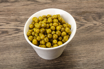 Marinated green pea in the bowl