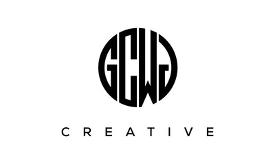 Letters GCWJ creative circle logo design vector, 4 letters logo