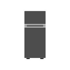 The icon of a modern two-chamber refrigerator with a freezer at the top on a white background.