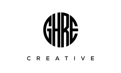 Letters GHRE creative circle logo design vector, 4 letters logo