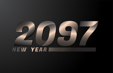 2097 Vector Isolated on Black background, 2097 new year design template