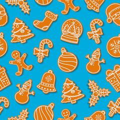 Christmas gingerbread cookies seamless pattern