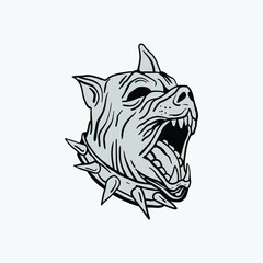 head of a dog hand drawn vector illustration