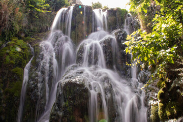 Fototapeta premium Medieval town of Frias in Spain, beautiful waterfall