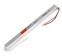 LED Driver power supply with wires in metal housing isolated on white