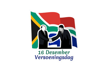 Translation: December 16, Reconciliation day. Happy Reconciliation day of South Africa  vector illustration. Suitable for greeting card, poster and banner.