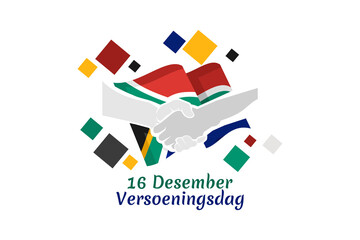 Translation: December 16, Reconciliation day. Happy Reconciliation day of South Africa  vector illustration. Suitable for greeting card, poster and banner.