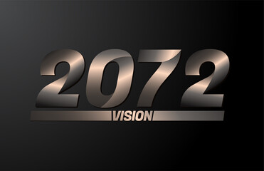 2072 with vision text, vision 2072 new year vector isolated on black background