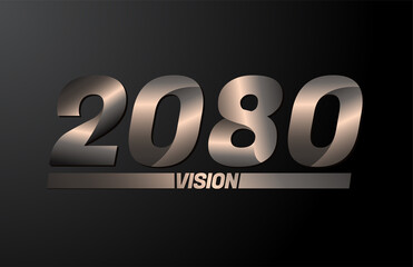 2080 with vision text, vision 2080 new year vector isolated on black background