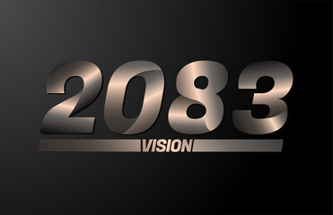 2083 with vision text, vision 2083 new year vector isolated on black background