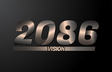 2086 with vision text, vision 2086 new year vector isolated on black background