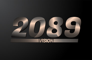 2089 with vision text, vision 2089 new year vector isolated on black background
